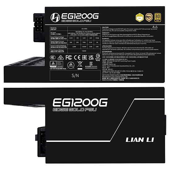 Alimentation PC Lian Li Edge 1200W 80PLUS Gold with Hub - Noir - Autre vue
