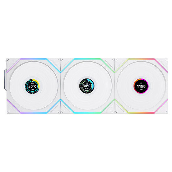 Ventilateur Boîtier Lian Li Uni Fan TL LCD Wireless 120 Reverse Blade Pack de 3 - Blanc  - Autre vue