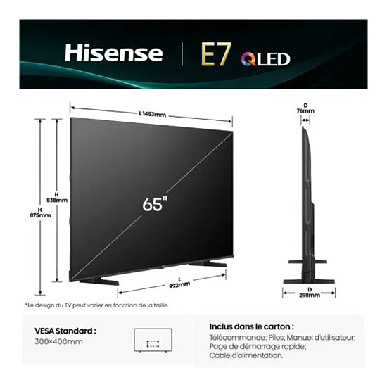 TV Hisense 50E7Q - TV QLED 4K UHD HDR - 126 cm - Autre vue