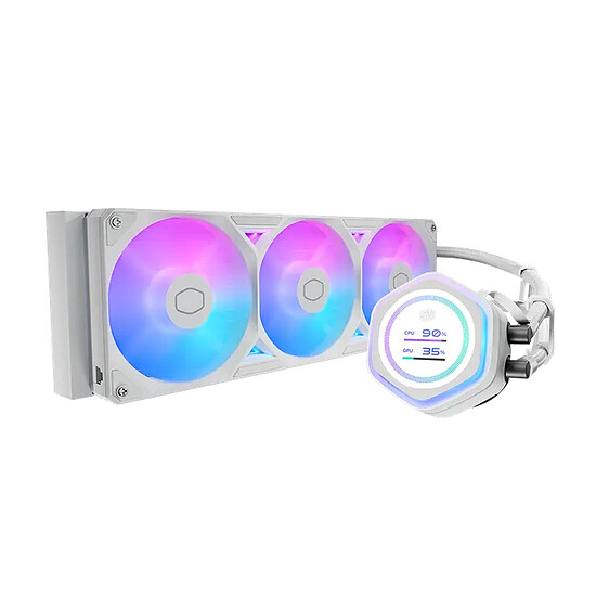 Watercooling AIO Cooler Master MasterLiquid 360 Atmos II LCD ARGB - Blanc