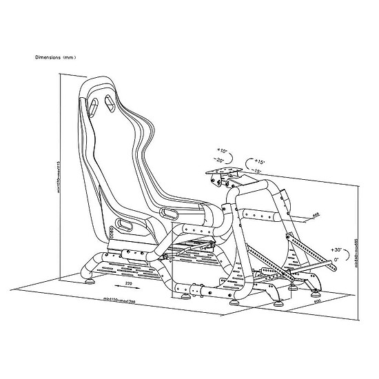 Cockpit / Siège de simracing OPLITE GTR S8 Infinity Force - Blanc - Autre vue