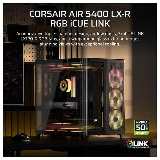 Boîtier PC Corsair AIR 5400 LX-R RGB iCUE LINK - Noir - Autre vue