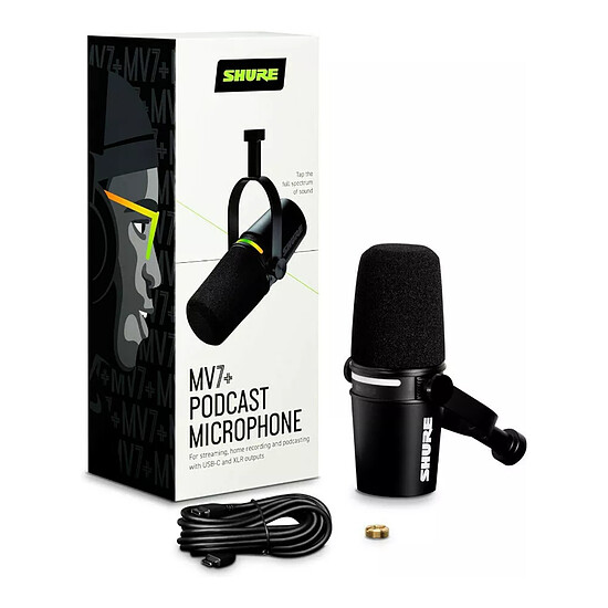 Microphone Shure MV7+ Noir avec pied de table - Autre vue
