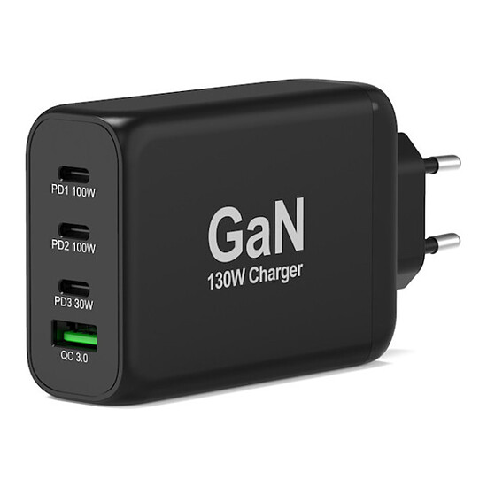 Chargeur PC portable PORT Connect Chargeur mural GaN 130W USB-C avec câble - Autre vue