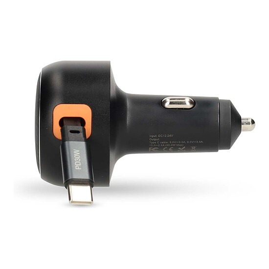 Accessoires Auto Nedis Chargeur allume-cigare 30 W avec câble USB-C rétractable - Autre vue