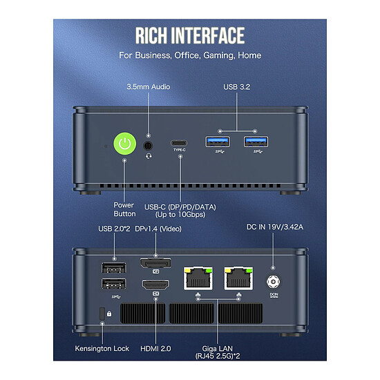 PC de bureau GMKtec NucBox M5 Plus (M5+ R7 5825U 16/512) - Autre vue