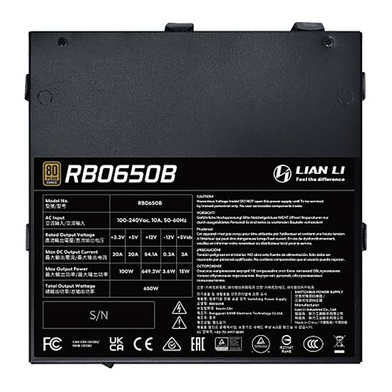 Alimentation PC Lian Li RB 650W - Noir - Autre vue