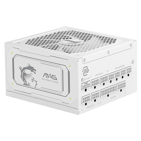 Alimentation PC MSI MAG A1000GL PCIE5 - Blanc - Autre vue
