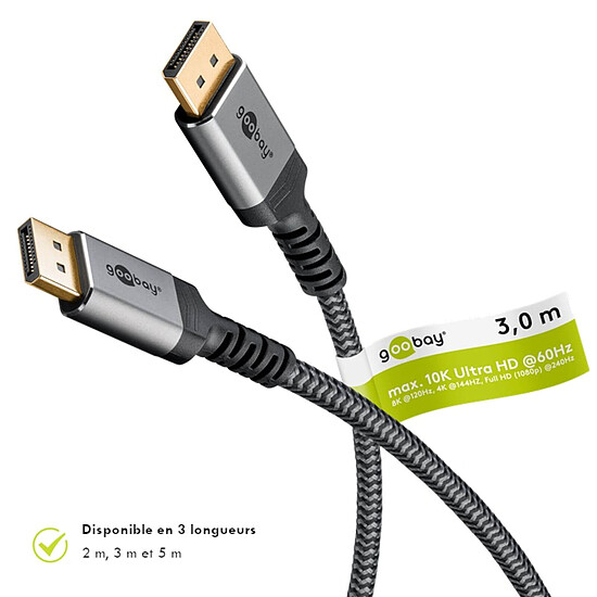 Câble DisplayPort Goobay Câble DisplayPort 2.1 - 80 Gbit/s - 10K (3 m) - Autre vue