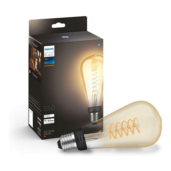 Ampoule connectée Philips Hue White Ampoule connectée Filament Edison ST64 7W E27