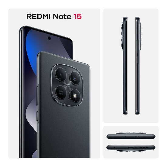 Smartphone Xiaomi Redmi Note 15 (noir) - 256 Go - Autre vue