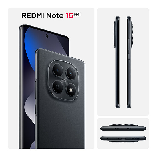 Smartphone Xiaomi Redmi Note 15 5G (Noir) - 128 Go - Autre vue