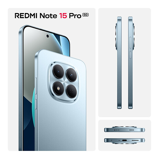 Smartphone Xiaomi Redmi Note 15 Pro 5G (bleu) - 256 Go - Autre vue