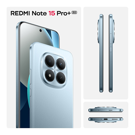 Smartphone Xiaomi Redmi Note 15 Pro+ 5G (bleu) - 256 Go - Autre vue