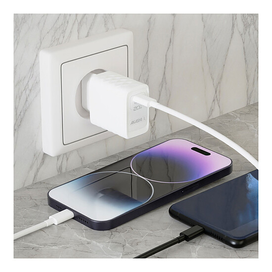 Chargeur Akashi Pack Chargeur Secteur GaN 20W USB-C + Cable USB-C - 1 m - Autre vue