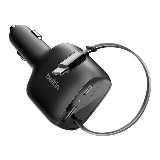 Accessoires Auto Belkin BoostCharge Chargeur de voiture avec câble rétractable - 75 W - Autre vue