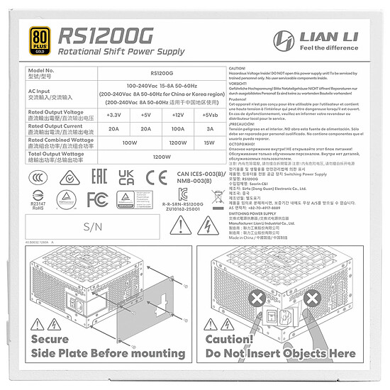 Alimentation PC Lian Li RS1200G 80PLUS Gold with Hub - Blanc - Autre vue