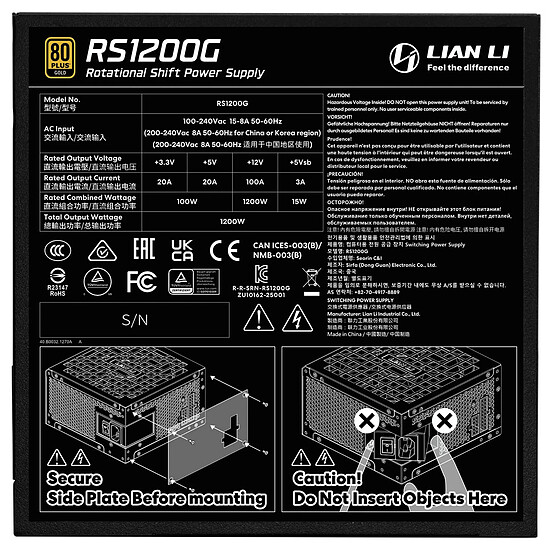 Alimentation PC Lian Li RS1200G 80PLUS Gold with Hub - Noir - Autre vue