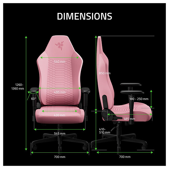 Fauteuil gamer Razer Iskur v2 X NewGen - Rose - Autre vue