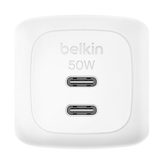 Chargeur Belkin BoostCharge Pro Chargeur secteur GaN deux ports USB-C - 50W - Blanc - Autre vue