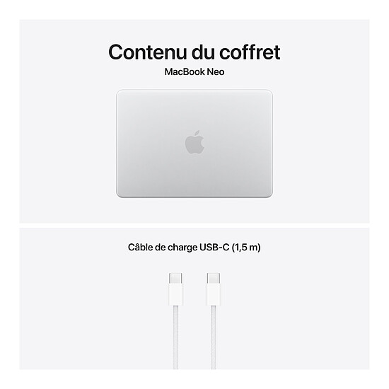 MacBook Apple MacBook Neo A18 Pro 13" Argent 8 Go / 256 Go (MHFA4FN/A) - Autre vue