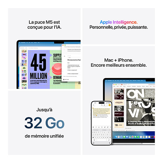 MacBook Apple MacBook Air M5 15" (2026) Minuit 32 Go / 512 Go (MDVH4FN/A-32GB) - Autre vue