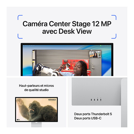 Écran PC Apple 27" LED - Studio Display - Verre nano-texturé - Support à inclinaison et hauteurs réglables - Autre vue