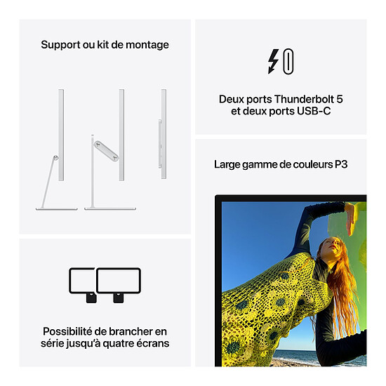 Écran PC Apple 27" LED - Studio Display - Verre standard - Support à inclinaison et hauteurs réglables - Autre vue