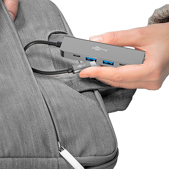 Hub USB Goobay Hub Slim USB-C vers 1 HDMI, 2 USB-C et 2 USB-A - Power Delivery 100W - Autre vue