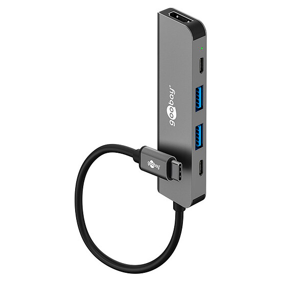 Hub USB Goobay Hub Slim USB-C vers 1 HDMI, 2 USB-C et 2 USB-A - Power Delivery 100W - Autre vue