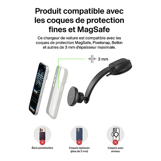 Accessoires Auto Belkin BoostCharge Chargeur de Voiture Magnétique - Noir - Autre vue