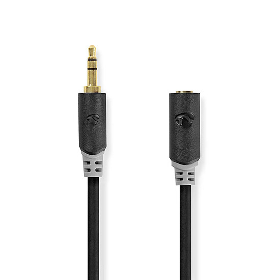 Câble Jack Nedis câble audio rallonge stéréo jack 3.5 mm M/F plaqué or - 5 m - Anthracite - Autre vue