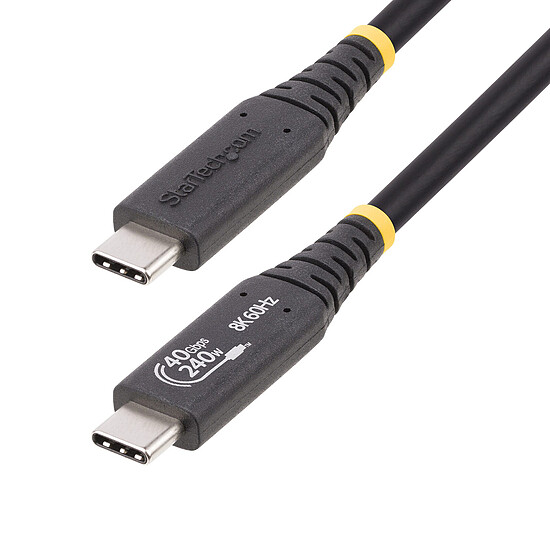 Câble USB StarTech.com Câble USB4, USB-C, 40 Gbps 8K 120Hz/4K 240Hz, ThunderBolt 4/3 avec Power Delivery 240W - M/M - 1 m - Autre vue