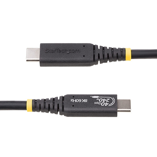 Câble USB StarTech.com Câble USB4, USB-C, 40 Gbps 8K 120Hz/4K 240Hz, ThunderBolt 4/3 avec Power Delivery 240W - M/M - 1 m - Autre vue