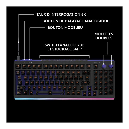 Clavier PC Logitech G G512 X 98 - Noir  - Autre vue