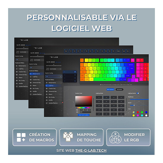 Clavier PC The G-Lab Keyz Elite 300 HE - Blanc - Autre vue