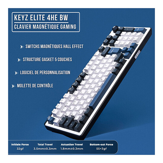 Clavier PC The G-Lab Keyz Elite 400 HE - Blanc Noir  - Autre vue