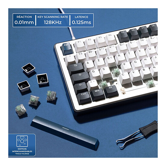 Clavier PC The G-Lab Keyz Elite 400 HE - Blanc Noir  - Autre vue