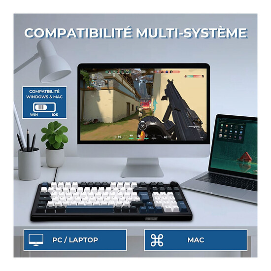Clavier PC The G-Lab Keyz Elite 400 HE - Bleu Noir - Autre vue