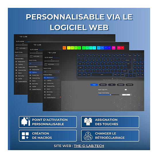 Clavier PC The G-Lab Keyz Elite 400 HE - Bleu Noir - Autre vue