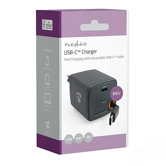 Chargeur Nedis Chargeur mural 65W 2 ports USB-C  - Autre vue