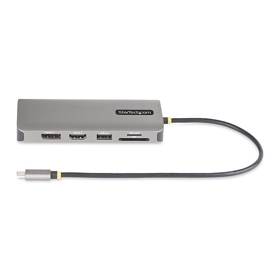 Station d'accueil PC portable StarTech.com Adaptateur multiport AV USB-C avec Display Port et HDMI 4K - Hub USB 4 ports, Lecteur de carte SD et PD - Autre vue