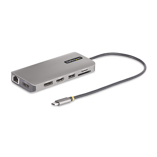 Station d'accueil PC portable StarTech.com Adaptateur multiport AV USB-C avec Display Port et HDMI 4K - Hub USB 4 ports, Lecteur de carte SD et PD - Autre vue