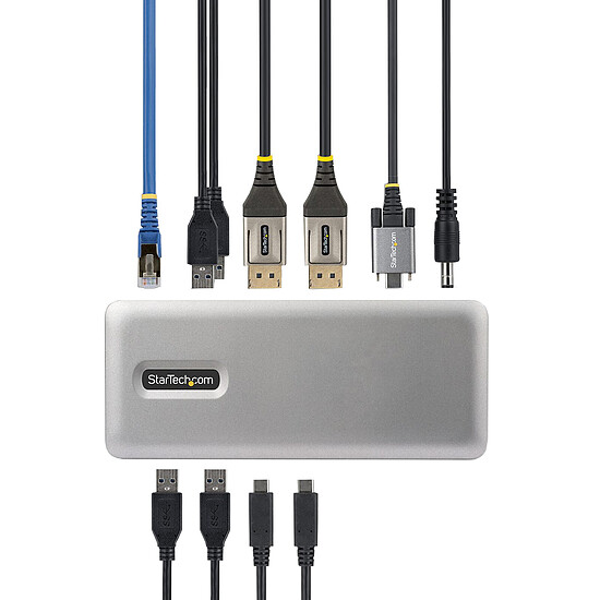 Station d'accueil PC portable StarTech.com Station d'accueil USB-C 3.1 double écran 4K / DisplayPort 1.2 / RJ45 / USB 3.1 avec Power Delivery 100 W - Autre vue