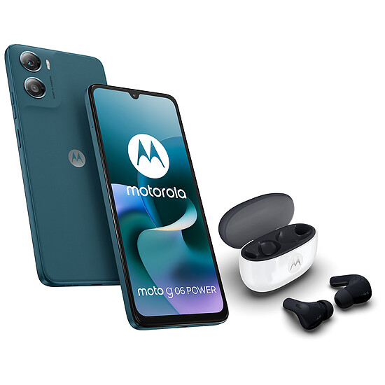 Smartphone Motorola Moto G06 Power Bleu - 256 Go - 4 Go + Moto Buds 2 - Autre vue