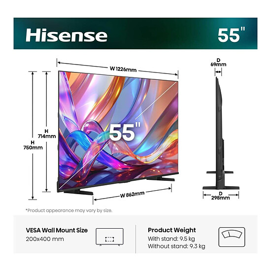 TV Hisense 55E7S - TV QLED 4K UHD HDR - 139 cm - Autre vue