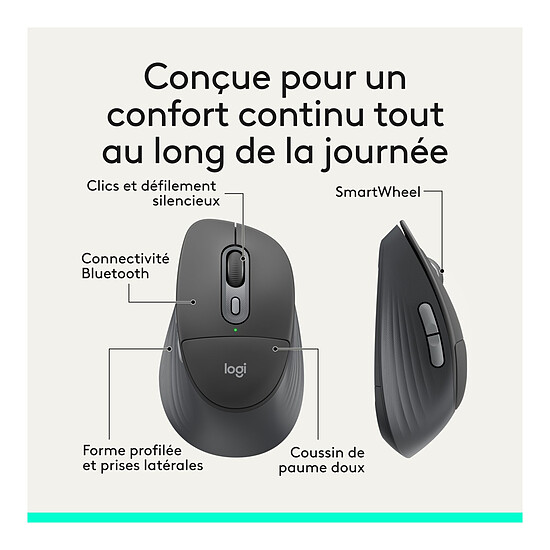 Souris PC Logitech Signature Comfort Plus M850 L - Graphite - Autre vue