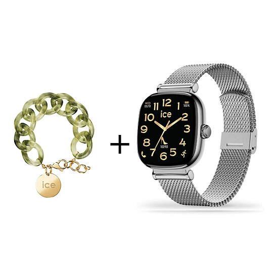 Montre connectée ICE Watch Ice Smart SQ 2.0 - Argent + Bracelet Chaine Opaline Vert - Autre vue