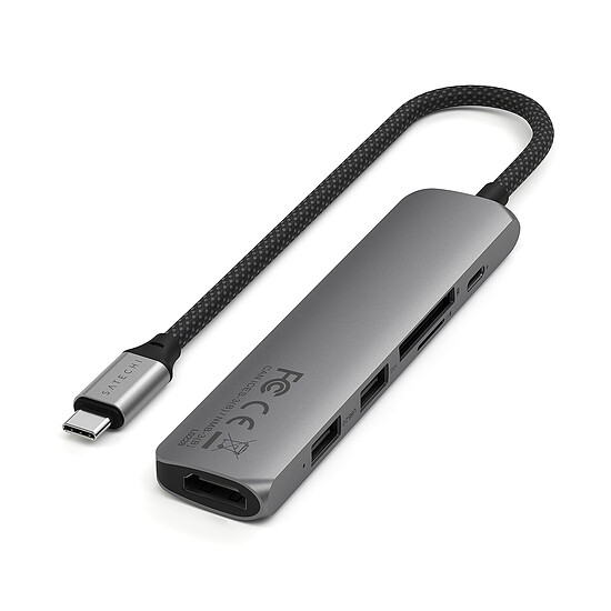 Hub USB SATECHI Multiports USB-C Slim 6-en-1 - Gris - Autre vue