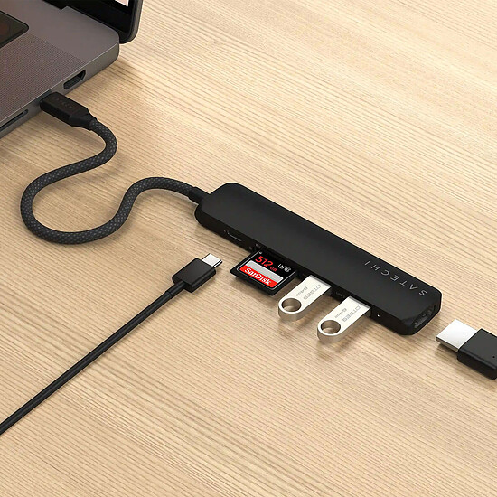 Hub USB SATECHI Multiports USB-C Slim 6-en-1 - Noir - Autre vue